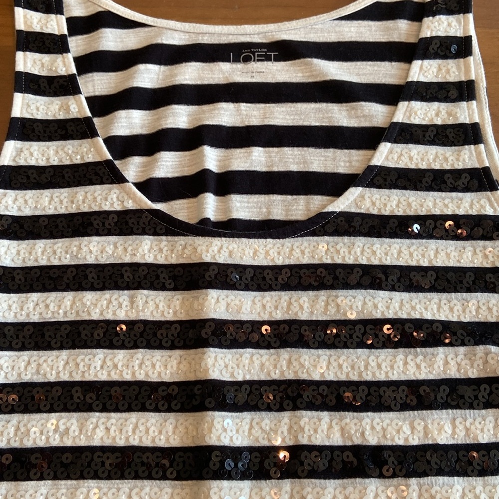 Express Black and Cream Sequin Tank Top - Picture 3 of 6